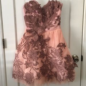 Peach Embellished Occasion Dress